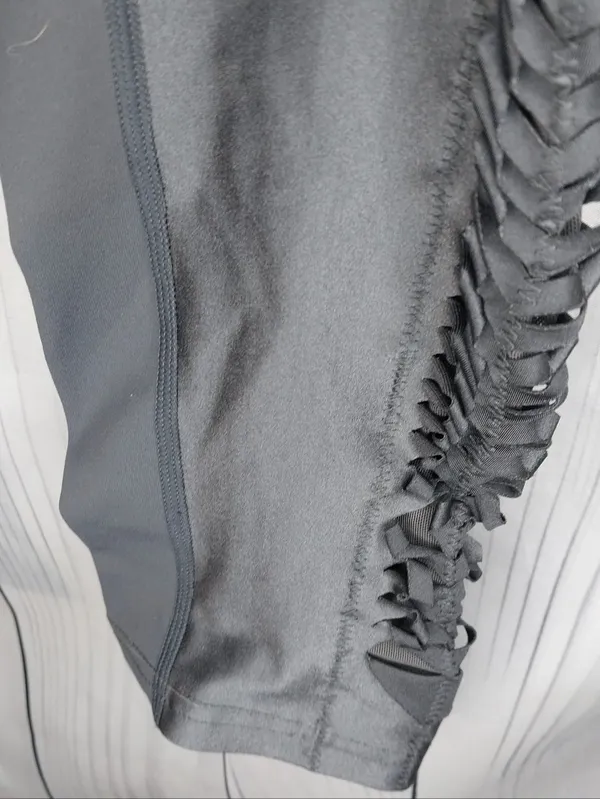 FP Movement By Free People Ruffled Festival Fringe Edgy Metallic Gray Leggings - Image 4