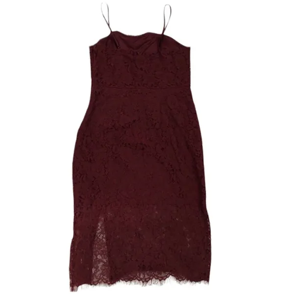 ✨ Express burgundy red Front Slit Lace Sheath Dress✨ - Image 6