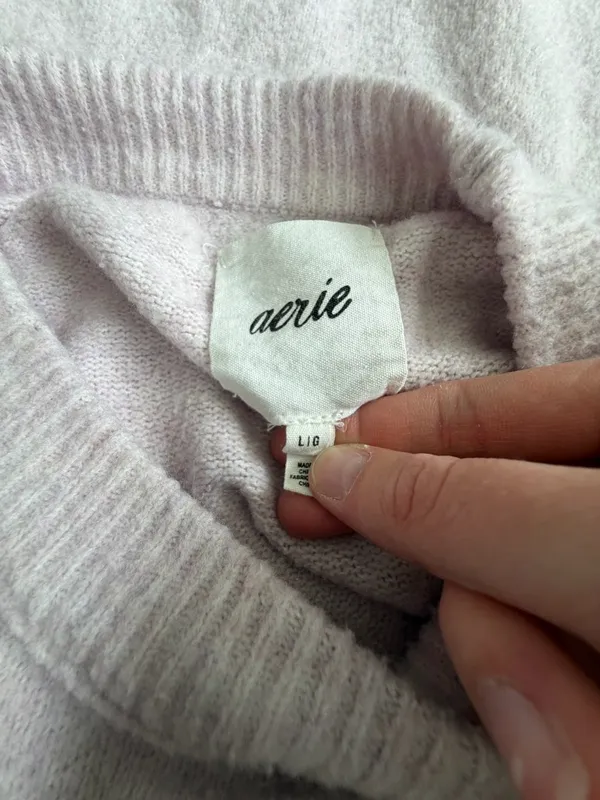 Aerie Women's Lightweight Crewneck Sweater in Light Pink - Image 3