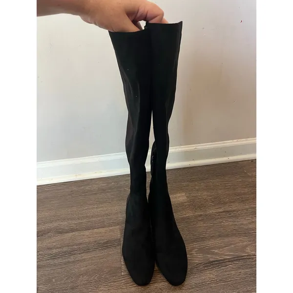 J. Crew Knee-high Boots with stretch heeled in black Size 7 - Image 2