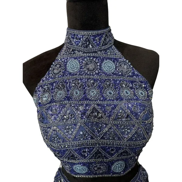 Sherri Hill 2 Piece Chiffon Skirt/Embellished Top Blue Size 6 Style 51296 Formal - Image 6