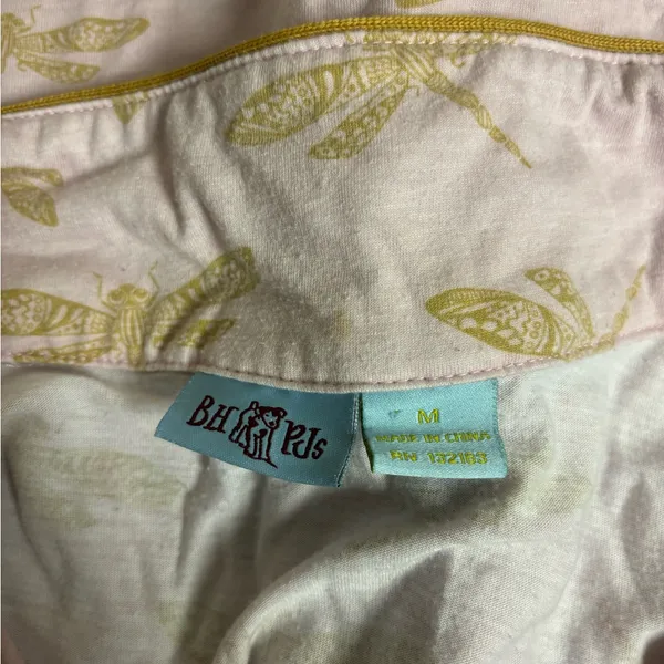 BH PJs Pink Dragonfly Pajama Top Button Front Size medium - Image 3
