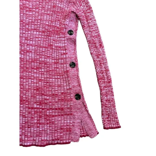 Ann Taylor Red Pink Marled Ribbed‎ Side Button Sweater sz M - Image 9
