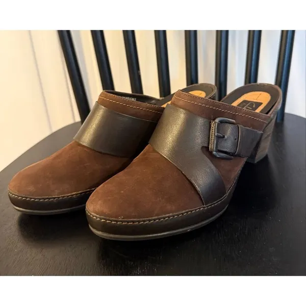 Clark’s Artisan grown leather buckle clog mules size 6.5 - Image 7