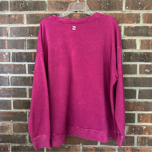 NWOT Pink Stonewashed Plus Size Zelos Crewneck Sweatshirt - Image 3
