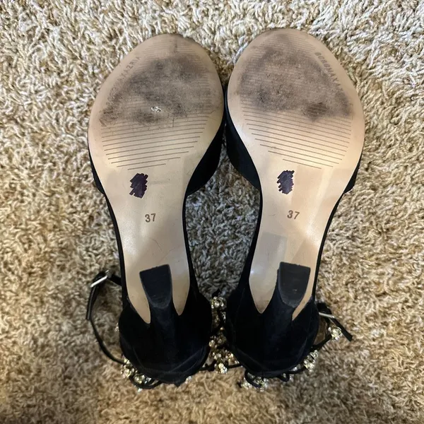 BCBG MAXAZARIA Women Size 6-6.5 Studded Rhinestone Open‎ Toe Sandals Heels Pumps - Image 7