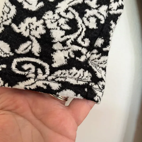 Ark & Co Black White Floral Damask Jacquard A-Line Mini Dress Size‎ M 3/4 Sleeve - Image 4
