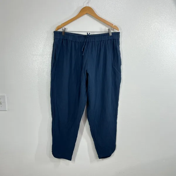 Pact Organic Cotton Fisherman Double Gauze Pull-On Pants XL Dark Blue - Image 2