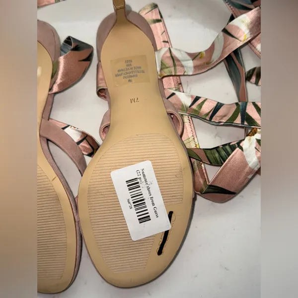 Guess Tropical Print Strappy Heels - Image 8