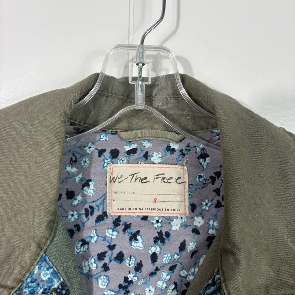 Free People Apollo Green Patchwork Military Army Green Jacket Oversized Small S - Image 3