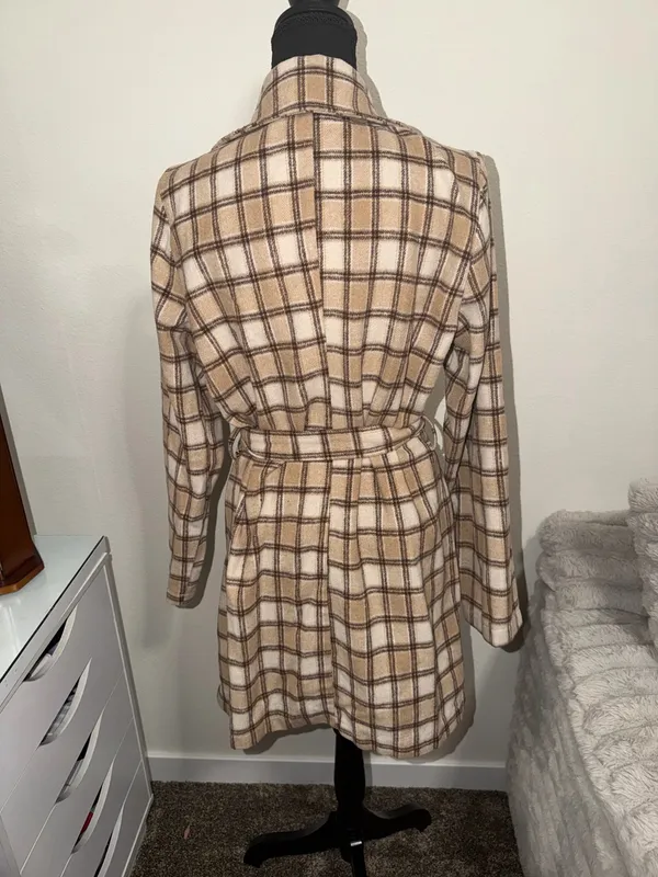 Papermoon Beige Plaid Tie-Waist Trench Coat - Image 2