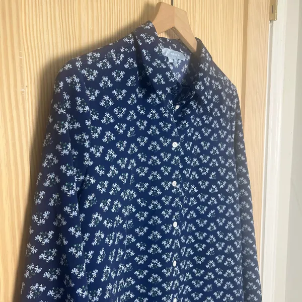 HILL HOUSE- James Floral Button Down Shirt Navy Blue Posey Size S - Image 3