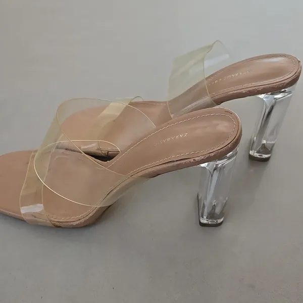 Zara Basoc Collection Clear Nude Heel Sandals Size 38/ 7.5 US - Image 3
