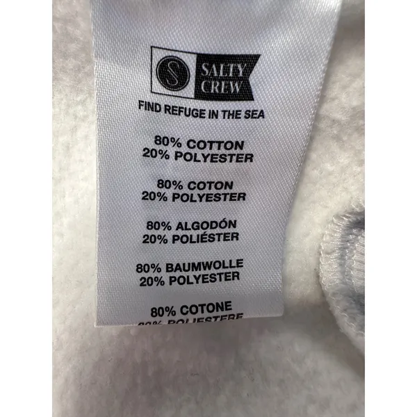 Salty Crew In the Rays Zip Fleece Hoodie Off White Cream Graphic Sweatshirt S - Image 6