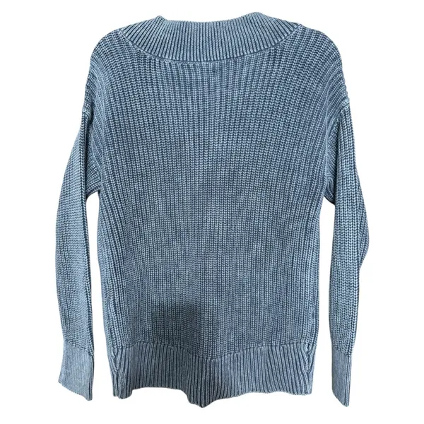 Aerie Wide V-Neck Oversized Pullover‎ Sweater Distressed Blue Women's Size XS - Image 2