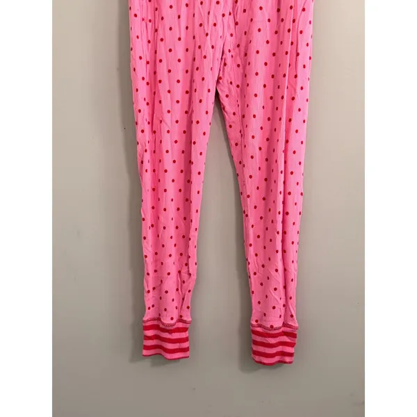 Matilda Jane Pajama Leggings‎ Womens XL Pink Red Polka Dot Thermal Waffle Knit - Image 2