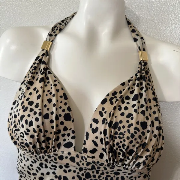 Victorias Secret Forever One Piece‎ Swimsuit Halter Ruched Leopard Print Size XL - Image 2