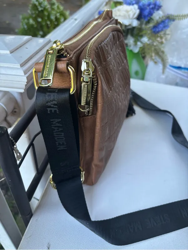 Steve Madden Taupe Embossed Crossbody with Black Tassel Strap - Image 3