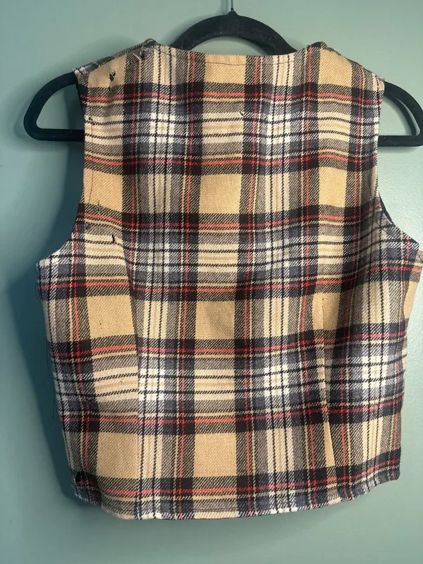 Vintage Browns of Bermuda Plaid Pure New Wool Vest US 12 Made England Old Money - Image 3