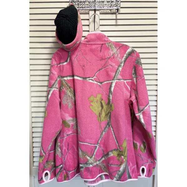 Realtree Pink/Green Pullover Long Sleeve Fleece Size XL APC‎ 1/4 Zip Beanie - Image 6