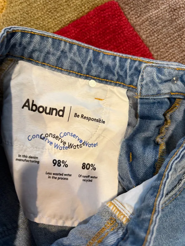 Abound Denim Jean Skirt High Waisted Frayed Hem Size 28 Waist - Image 3