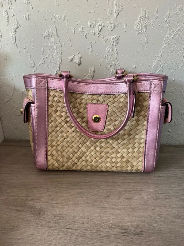 Coach Vintage 2004 Pink Straw Tote Bag - Style 4419 - Image 10