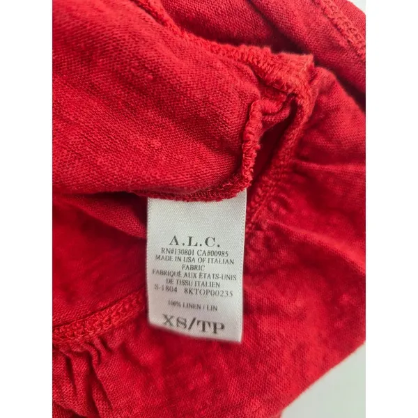 A.L.C.‎ Linen Cami Womens XS 8KTOP00235 Red Ruffle Peplum EUC - Image 4