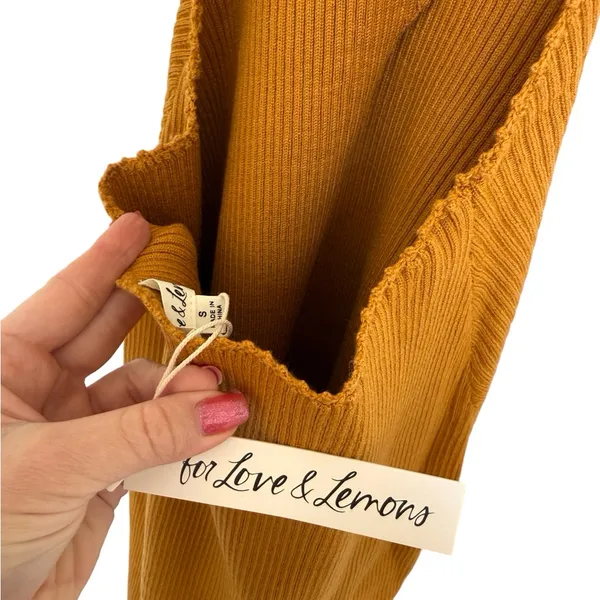 NWT For Love & Lemons Maggie Midi Knit Dress In Orange Size S Small - Image 7