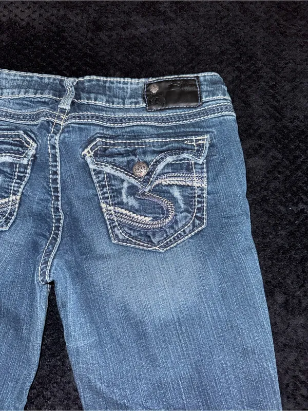 Silver Jeans Co Women’s Aiko Mid Rise Jeans Blue Dark Wash Size 28 - Image 7