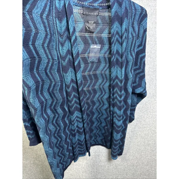 NWOT Attention Womens Cardigan Sweater Large 3/4 Sleeve Knit Open Blue‎ Tie - Image 10
