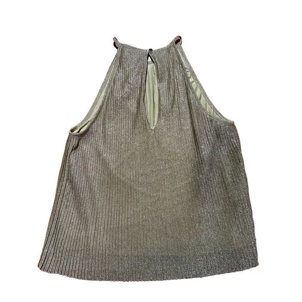 Mango women’s Gold Silver‎ Textured shimmer metallic tank blouse sz M - Image 2