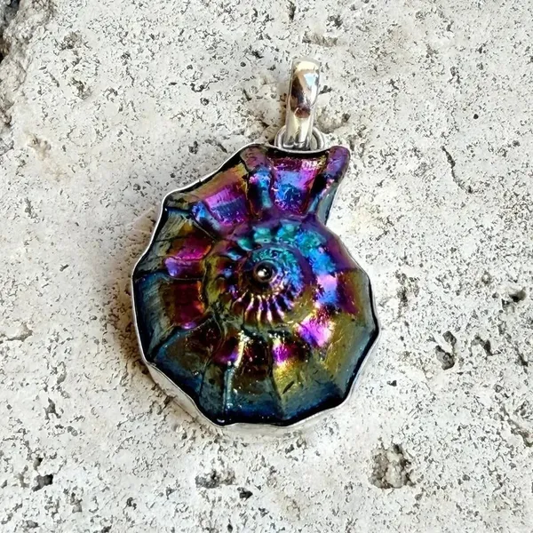 Rainbow Titanium Ammonite Pendant 925 Plated - Image 6