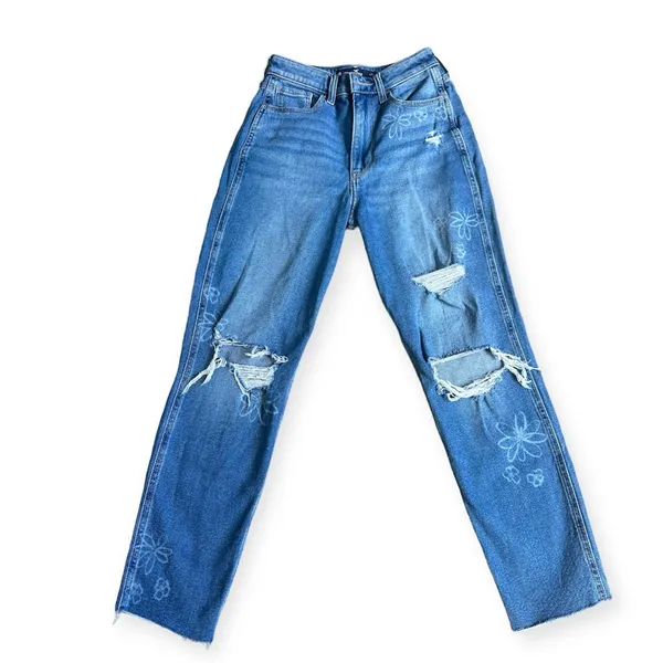Hollister ultra high-rise ripped doodle Mom jeans 0/24 - Image 2