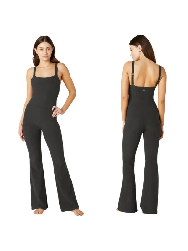 Beyond Yoga Spacedye Hit The Scene Jumpsuit Darkest Night Black Gray Small Bra - Image 2