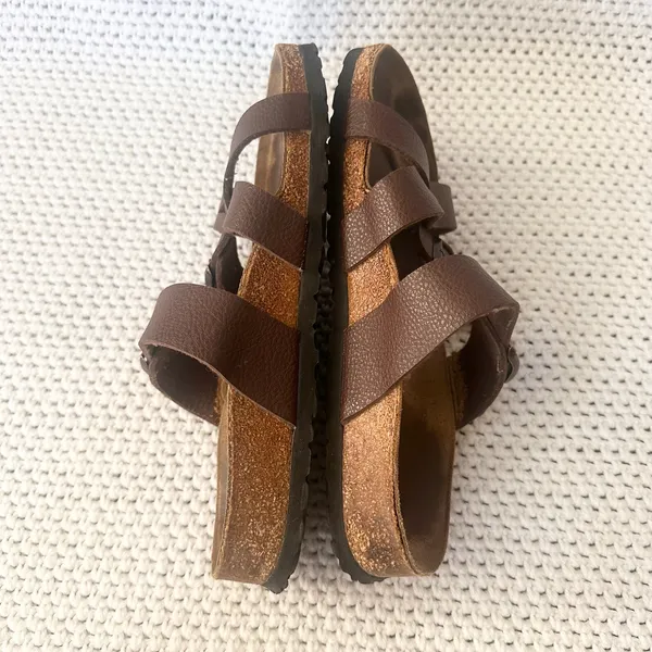 Birkenstock Birki's Brown Leather Nepal Strappy Slide On Sandals 38 Women 7 - Image 8