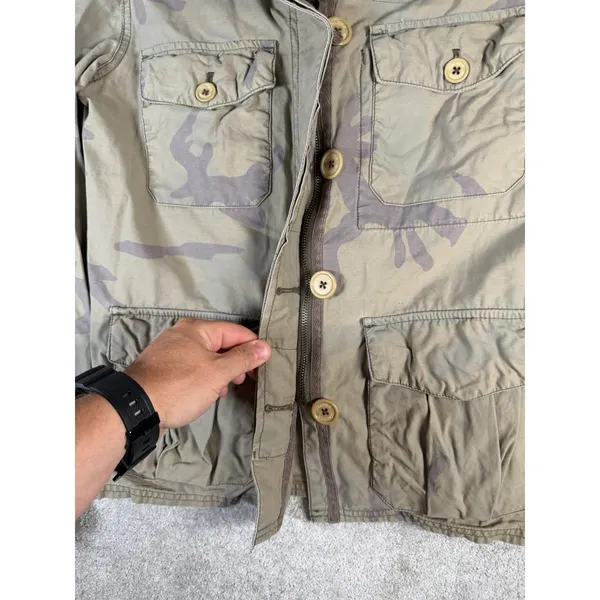 Hollister Vtg Womens Camo Cargo Utility Field Jacket‎ Cotton Size Lg Military - Image 5