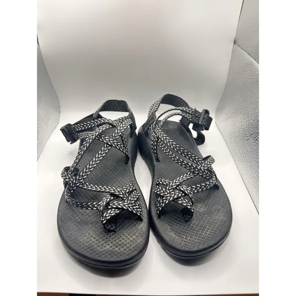 Chaco Z Cloud 2 Women 7 Boost Black White Chevron Strappy Toe Loop Sport Sandals - Image 3