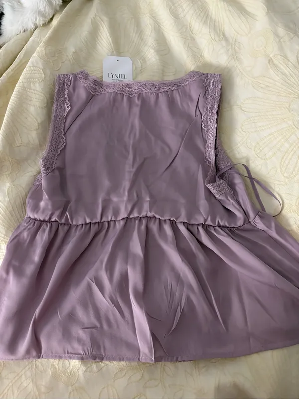 Lyniel Lavender Lace Trim Satin Camisole - Image 2
