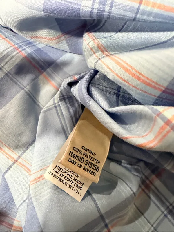 L.L. Bean Size S Blue Plaid Lightweight Button Up Hiking Camp Fish Outdoor Shirt - Image 10