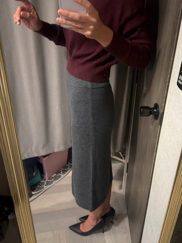 NWT Gap Column Merino Wool Sweater Skirt Midi in Gray Size XS - Image 3