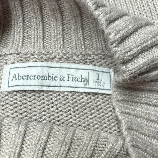 Abercrombie & Fitch Mock Neck Cable Knit Sweater Dress Tan Beige Large - Image 6