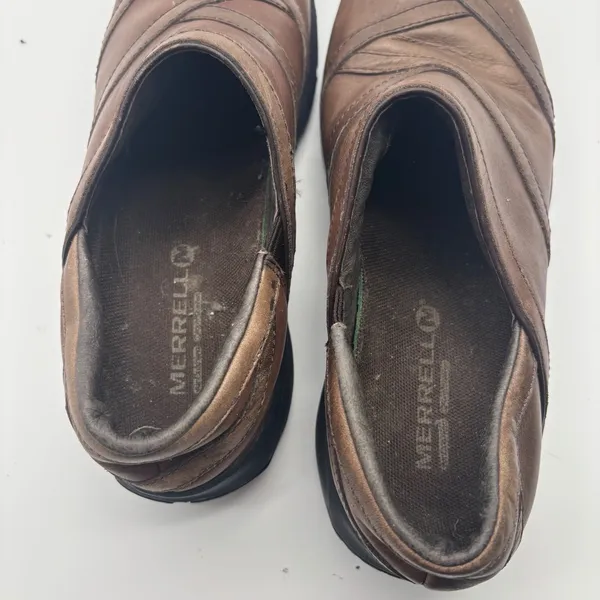 Merrell Encore Coffee Bean Brown Leather Slip On Clogs Shoes Womens 7 M-Select - Image 7
