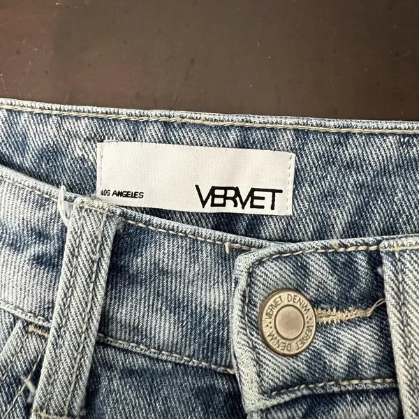 Vervet Belvoir Jeans Size 24 Super High Rise Button Fly‎ Distressed Straight Leg - Image 8