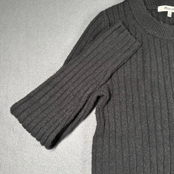 Madewell Sweater Womens Small Black Ribbed Knit Crewneck Long Sleeve Pullover - Image 2
