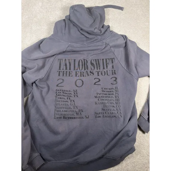 Taylor Swift The Eras Tour Hoodie Dates Washed Blue‎ Size M Pullover Sweatshirt - Image 6