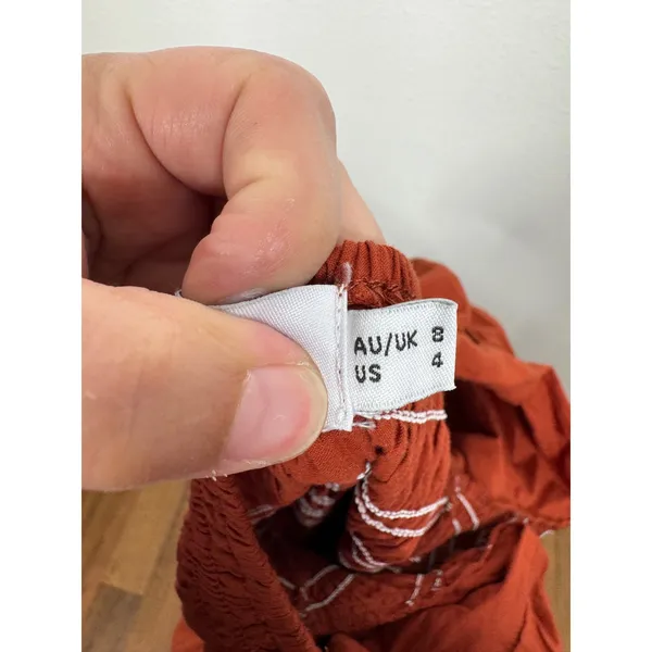 Petal + Pup Rust Orange Smocked Puff Sleeve Cotton Midi Dress Womens‎ Size 4 - Image 5