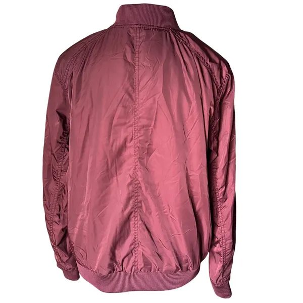 Old Navy Womens Burgundy Lightweight Zip Up Bomber Jacket‎ Large Maroon Gold Zip - Image 4