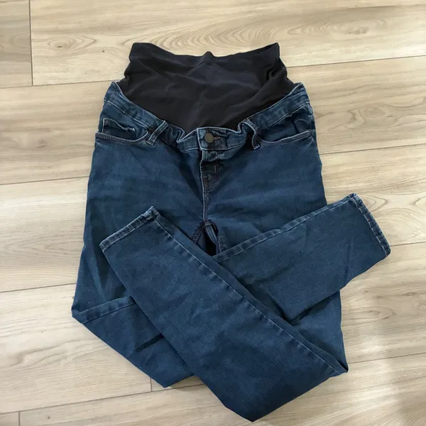 Old Navy Maternity Rockstar Skinny Jeans Premium Full Panel Dark Wash Size Large - Image 2
