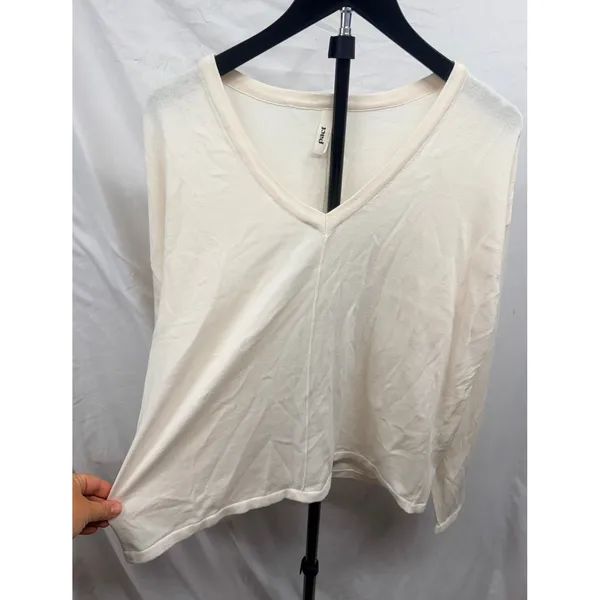 PACT $98 NWOT Women's Organic Cotton Classic Fine Knit Relaxed Cream Sweater L - Image 4
