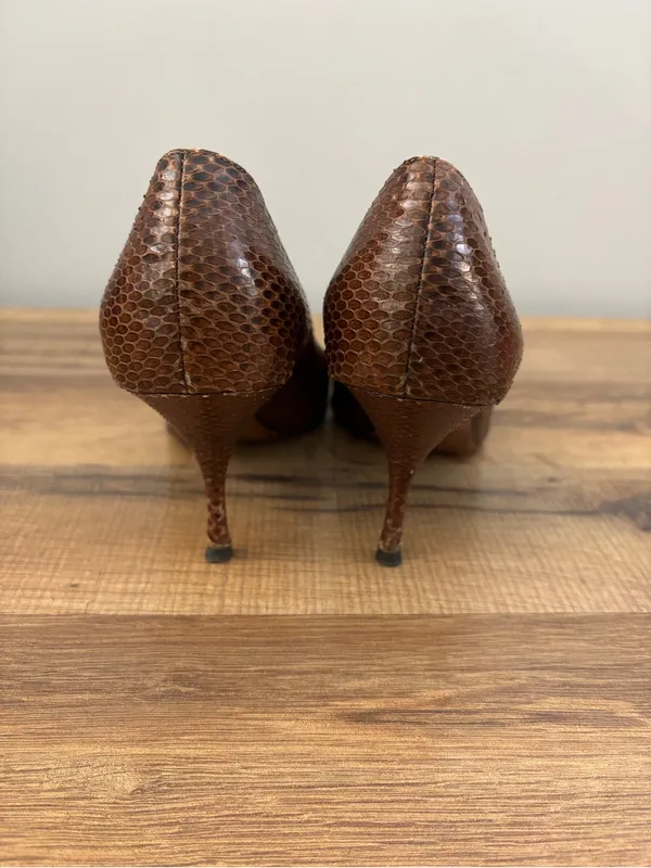 YSL Yves Saint Laurent Lizard Print Leather Stiletto High Heels - Image 8